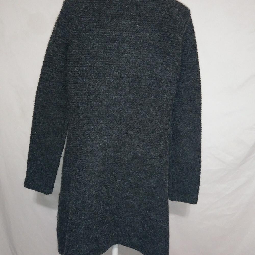 Sioni M Gray Burled Knit Long Open Front Cardigan - Picture 6 of 8